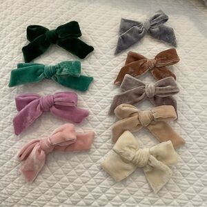 Velvet Bow Hair Clips-  (Multiple Colors)